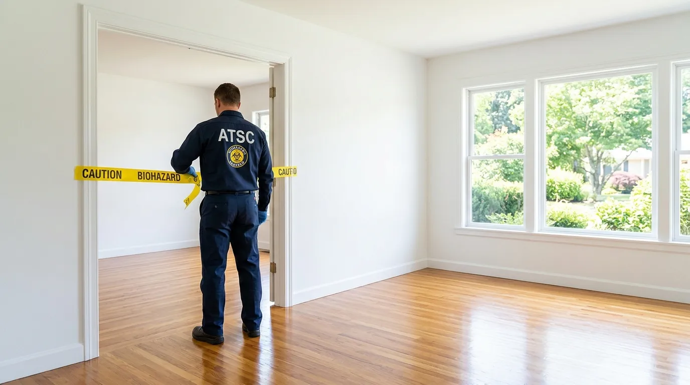 Certified biohazard cleanup crew performing Decomposition Cleanup in Oakdale